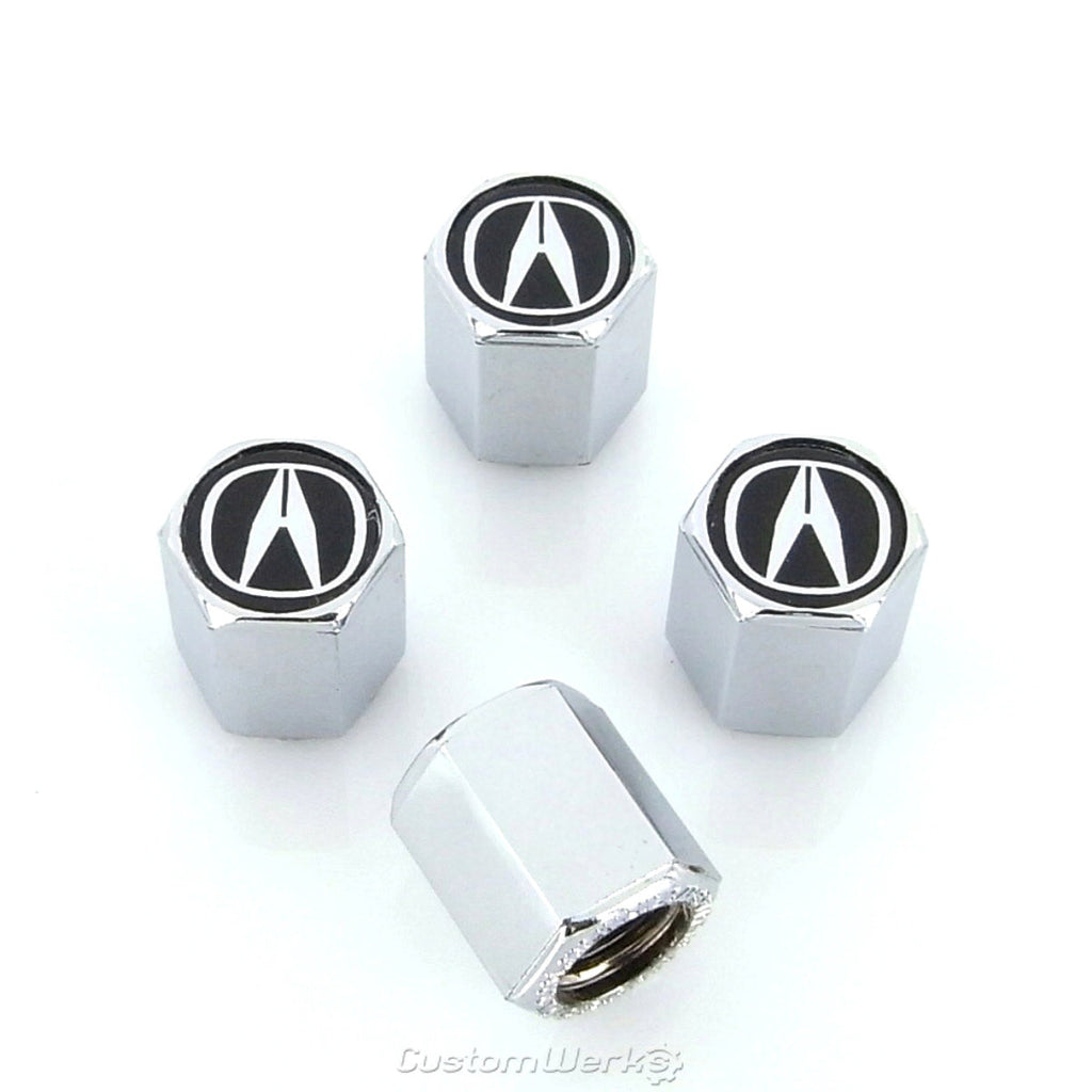 Acura Logo Tire Stem Valve Caps (Chrome)