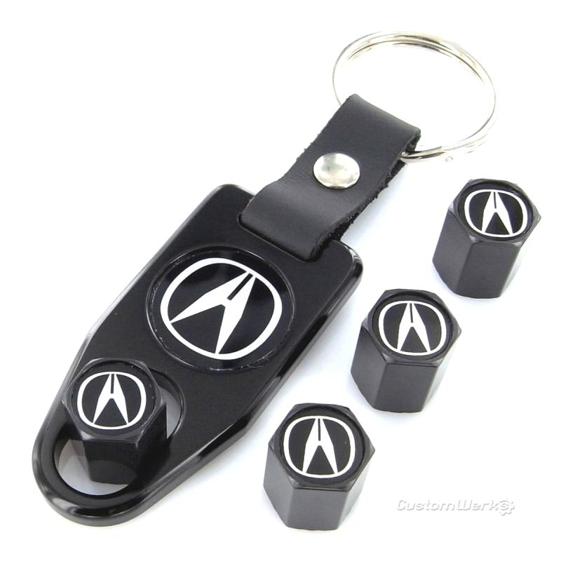 Acura Logo Tire Valve Caps  Wrench Gift Set (Black)