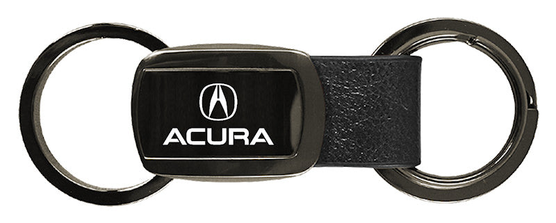 Acura Double Valet Leather Key Fob (Gun Metal)