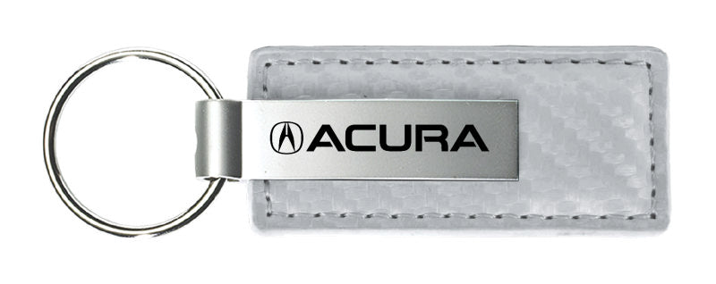 Acura Carbon Fiber Leather Keychain (White)