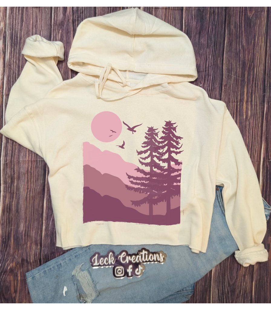 Abstract Tree Mountain Cropped Hoodie Independ Trading Co