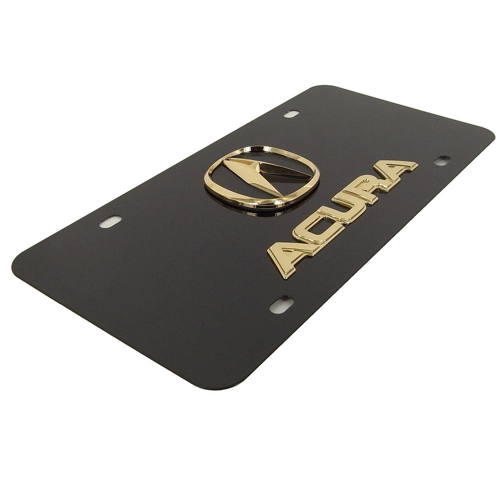 Acura Dual Logo License Plate (Gold on Black)