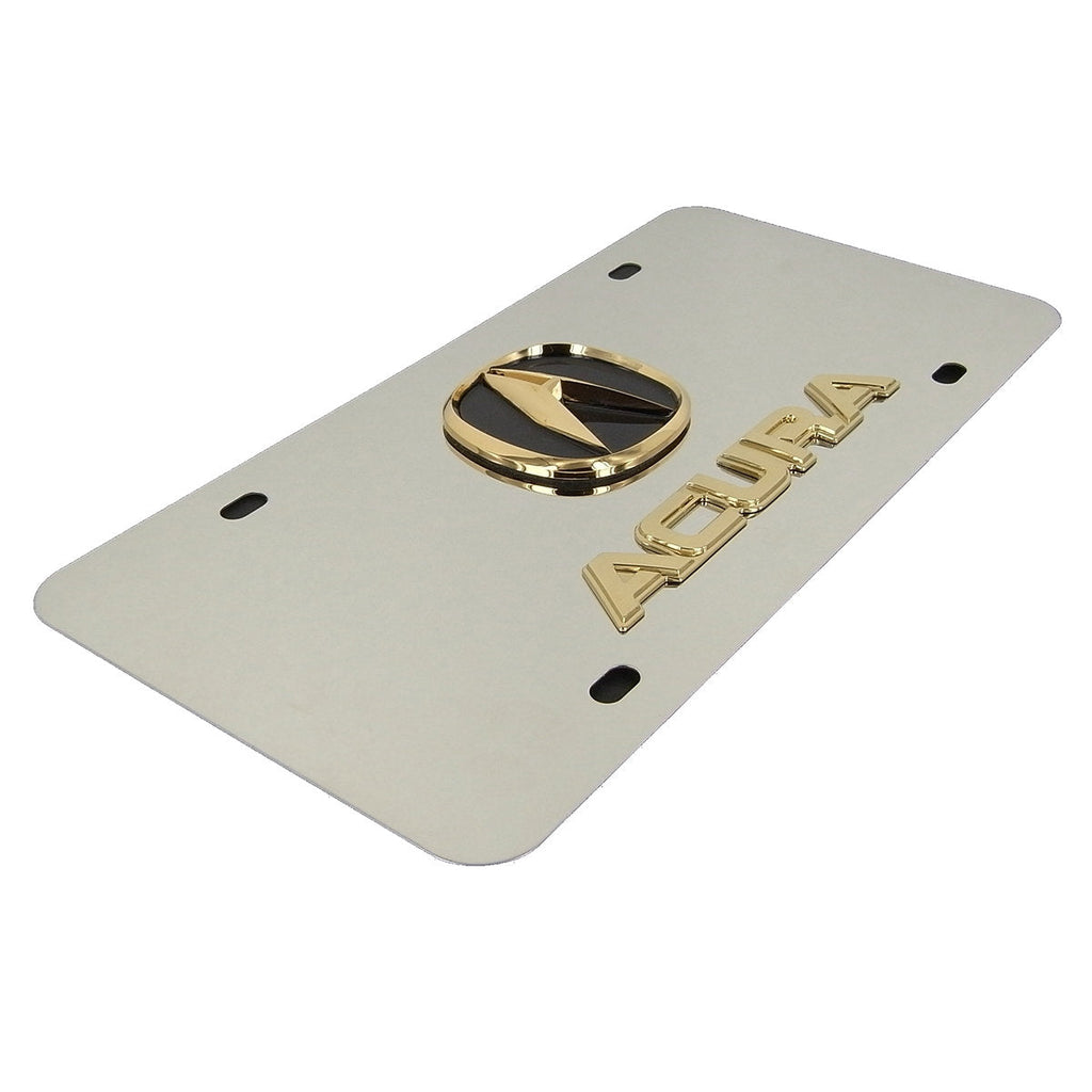 Acura Dual Logo License Plate (Gold on Chrome)