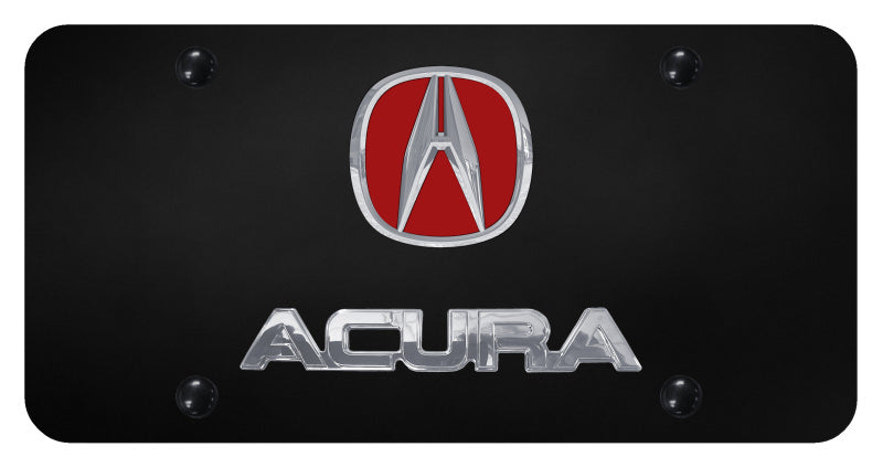 Acura Dual Logo License Plate (Red on Chrome)